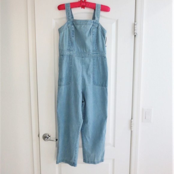 Sincerly Jules Denim - New Denim Overalls Jean Cropped Jumpsuit Sleeveless Pockets S / M Wide Leg